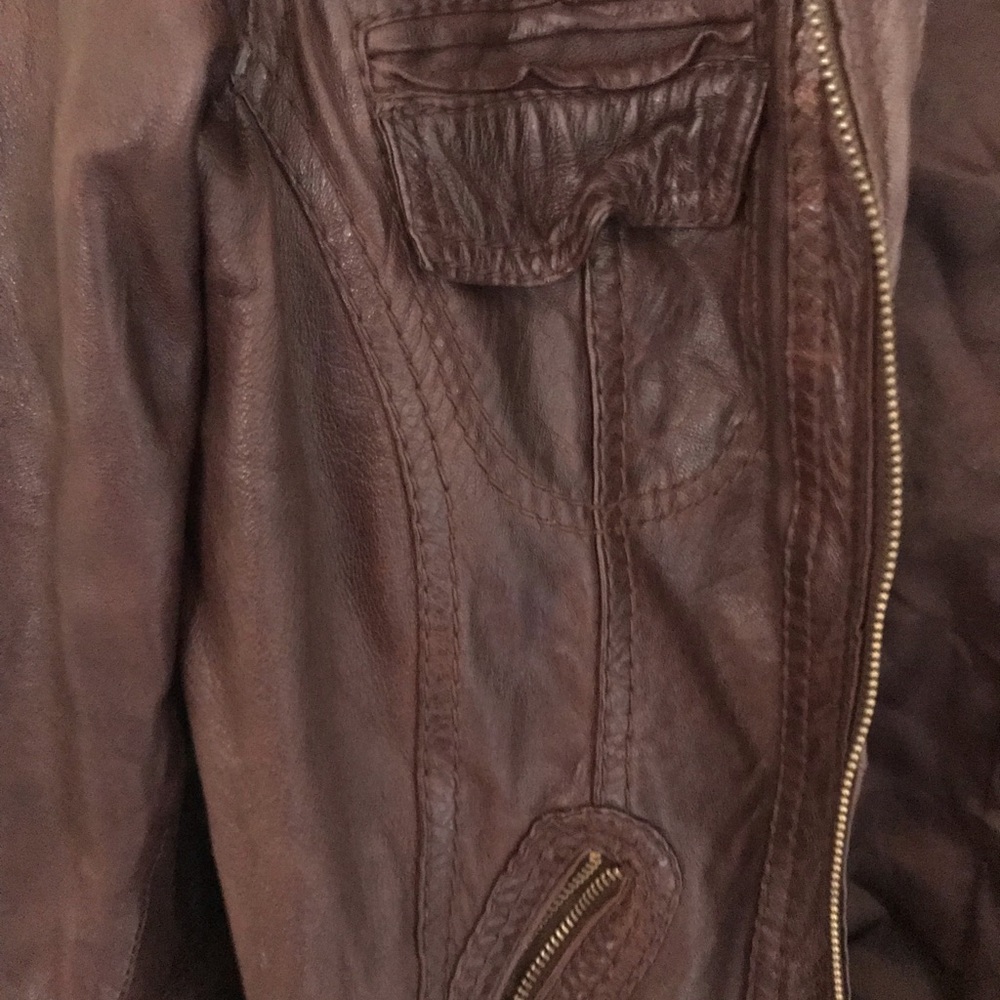 Bershka brown leather jacket - Picture 2 of 4